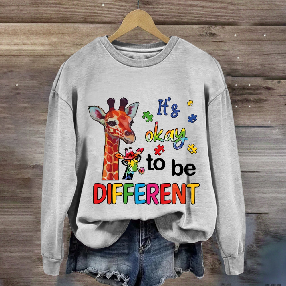 It's Ok To Be Different Autism Awareness Colorful Giraffe Sweatshirt