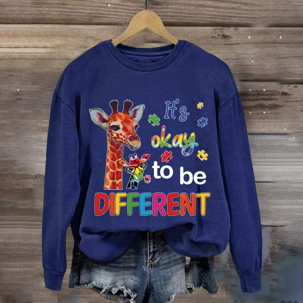 It's Ok To Be Different Autism Awareness Colorful Giraffe Sweatshirt