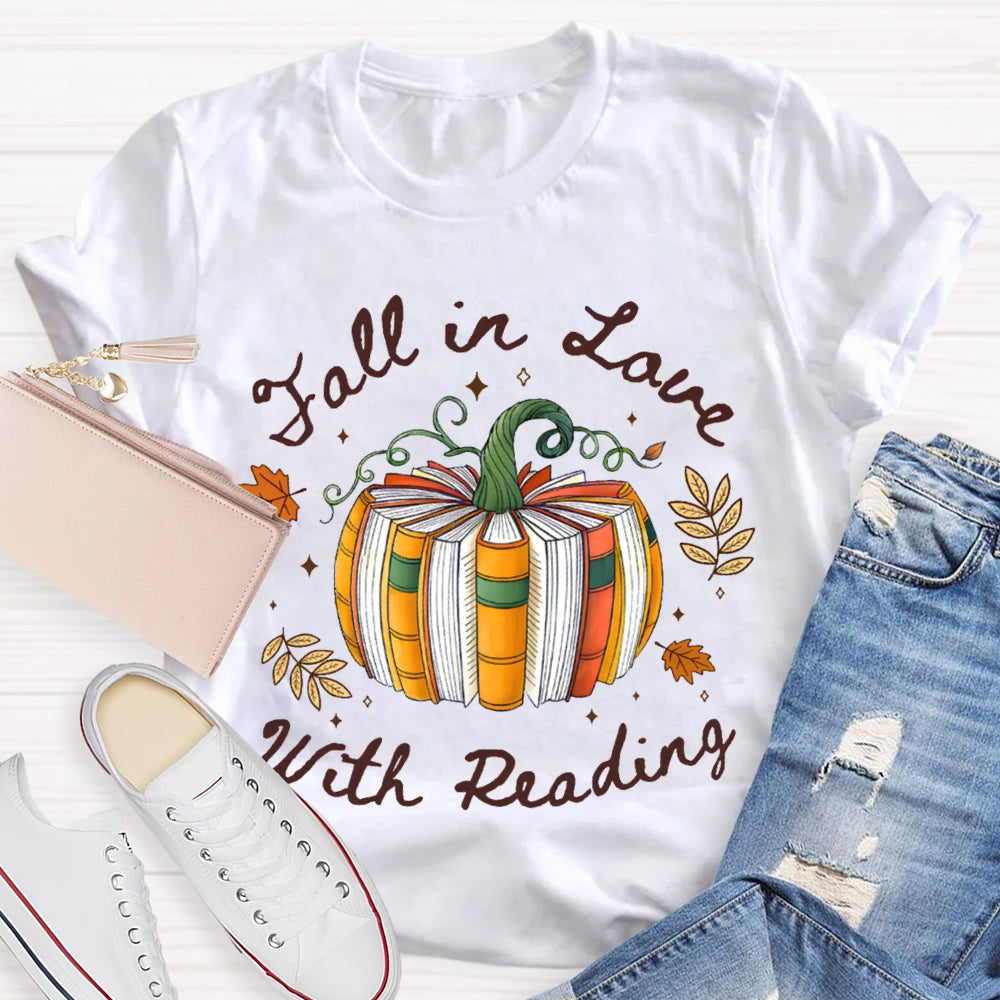 Fall In Love With Reading Pumpkin Books T-shirt
