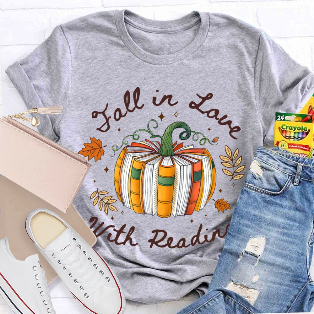 Fall In Love With Reading Pumpkin Books T-shirt