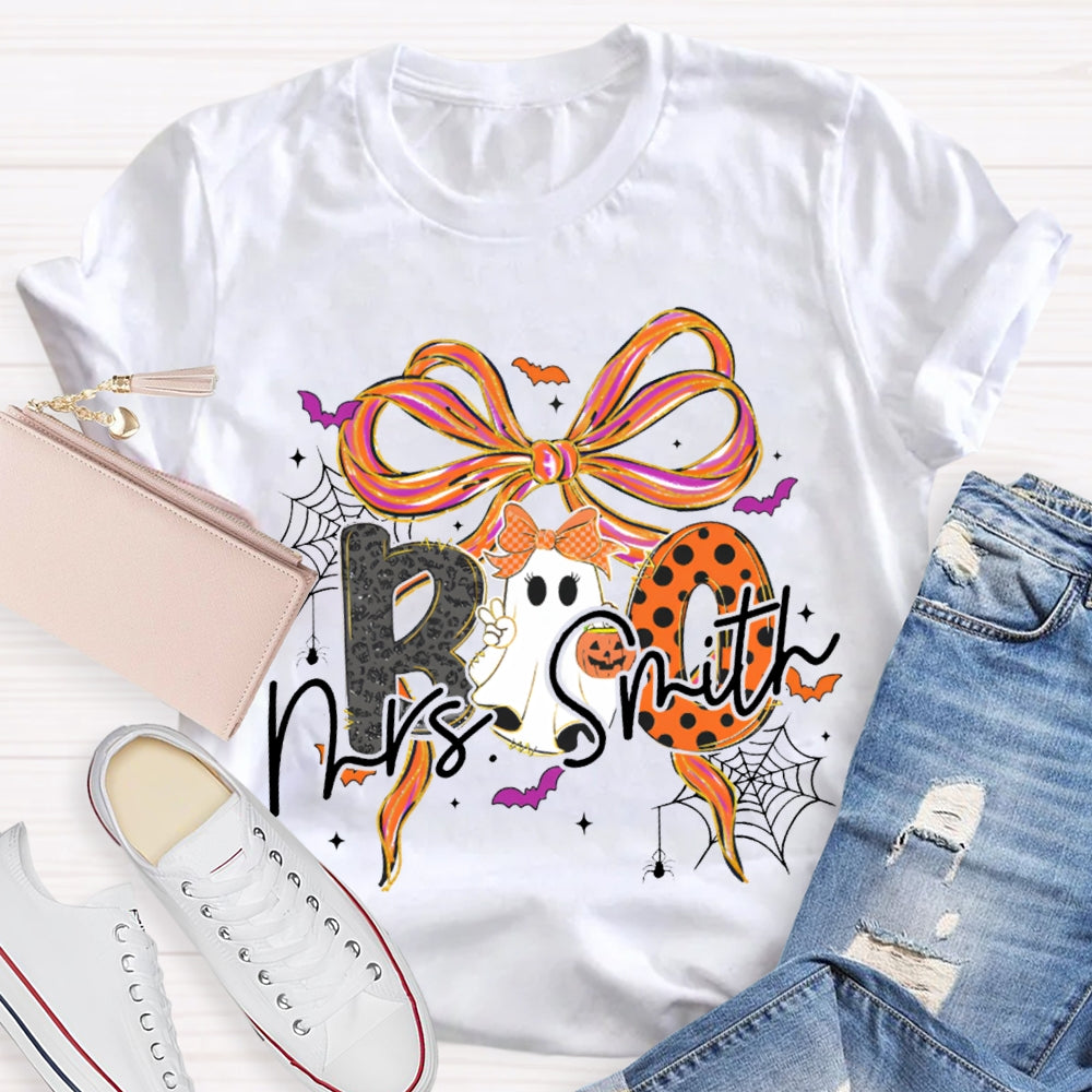 Personalized Name Halloween With Bows And Cute Ghosts T-shirt