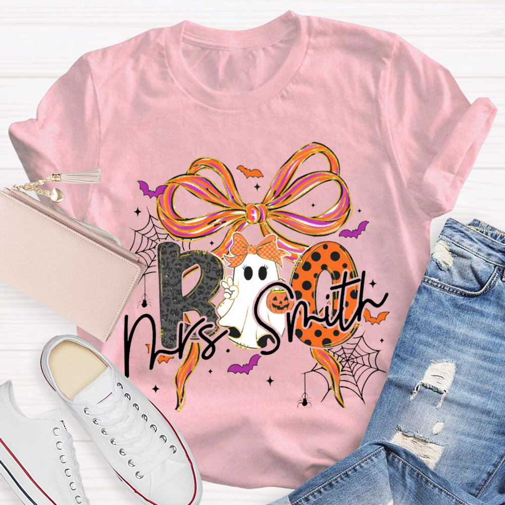 Personalized Name Halloween With Bows And Cute Ghosts T-shirt