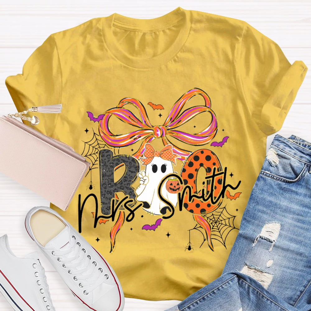 Personalized Name Halloween With Bows And Cute Ghosts T-shirt