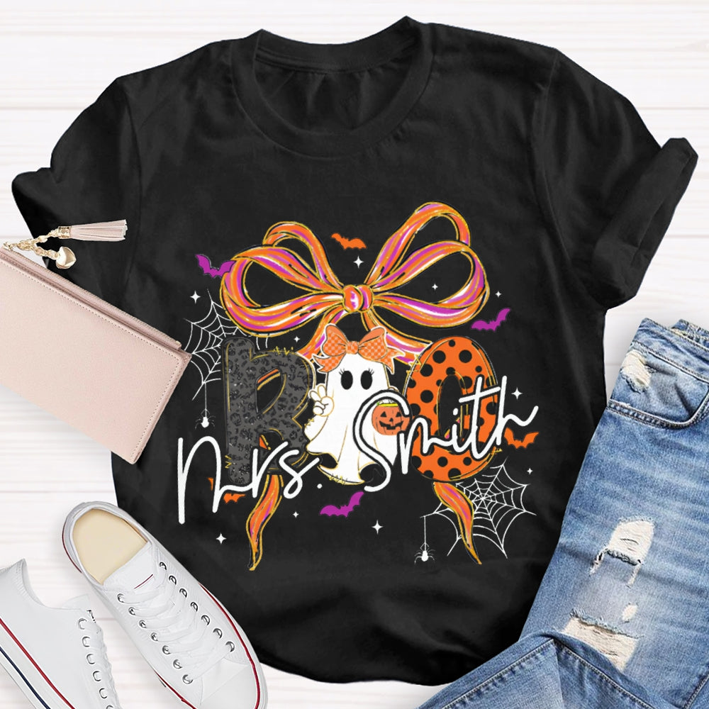 Personalized Name Halloween With Bows And Cute Ghosts T-shirt