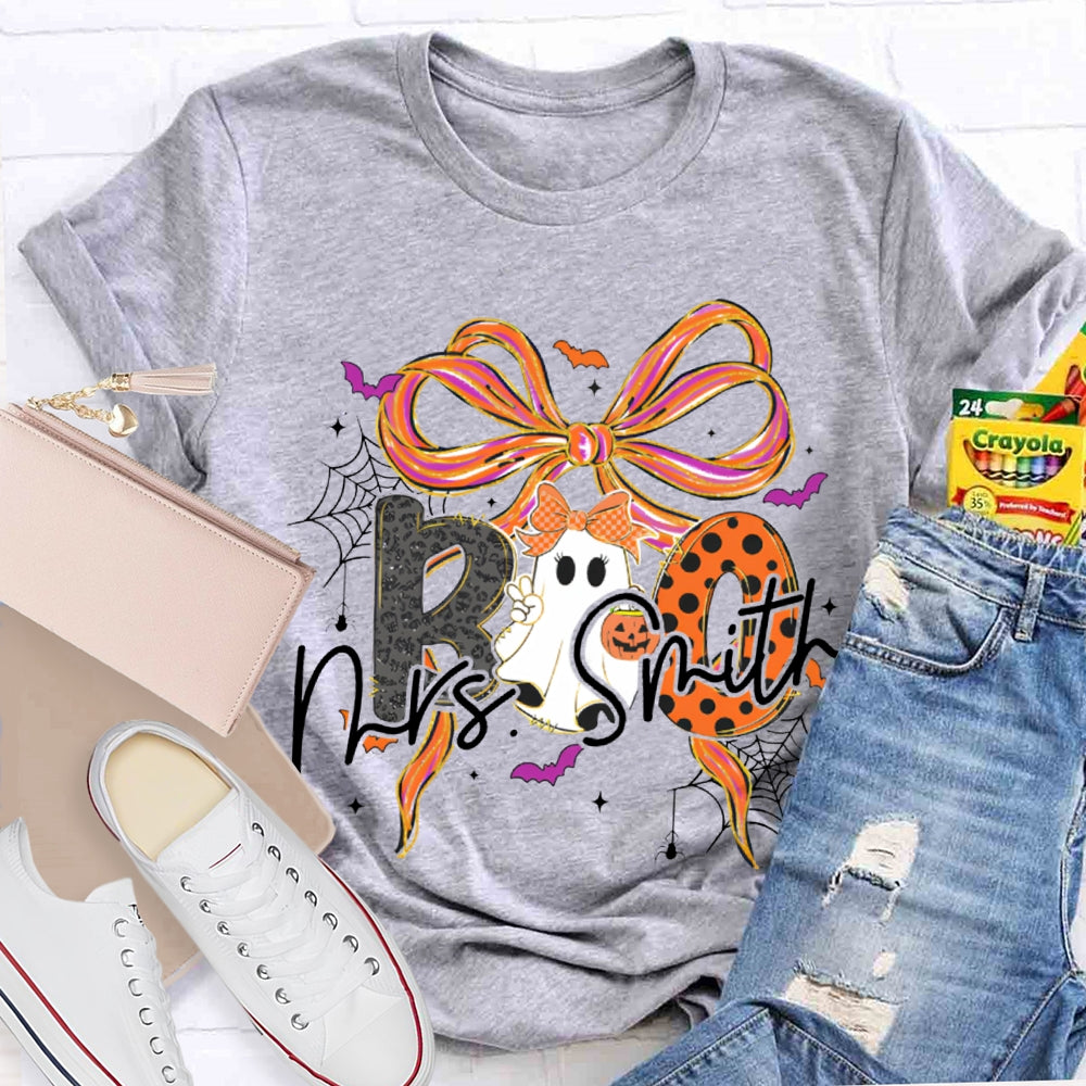 Personalized Name Halloween With Bows And Cute Ghosts T-shirt