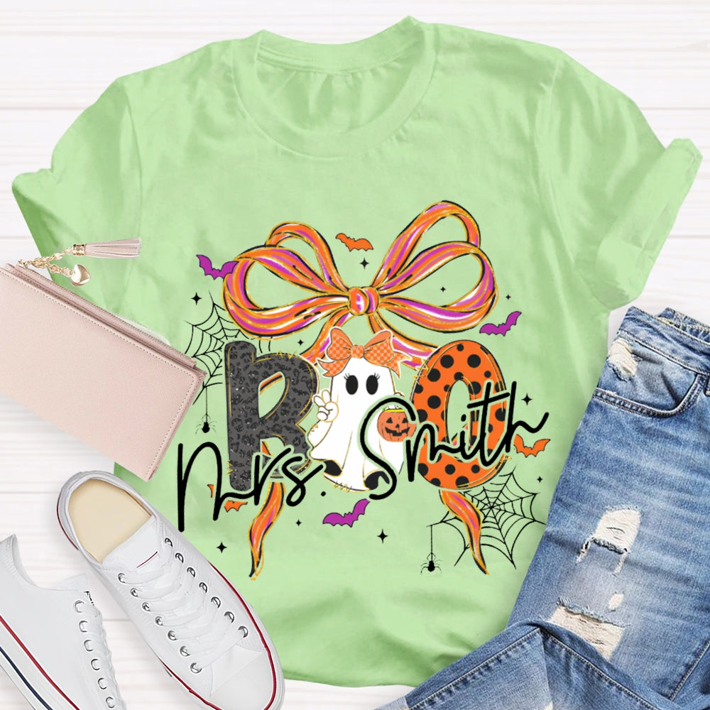 Personalized Name Halloween With Bows And Cute Ghosts T-shirt