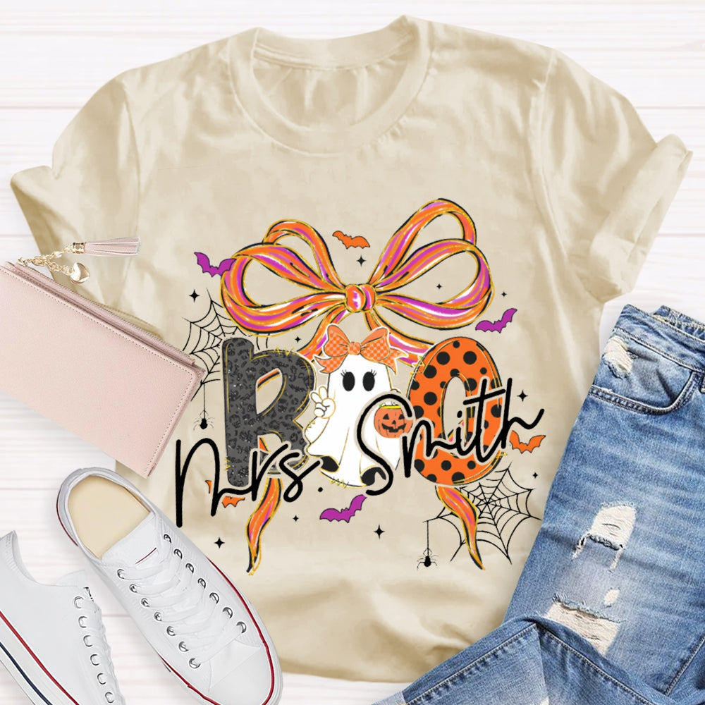 Personalized Name Halloween With Bows And Cute Ghosts T-shirt