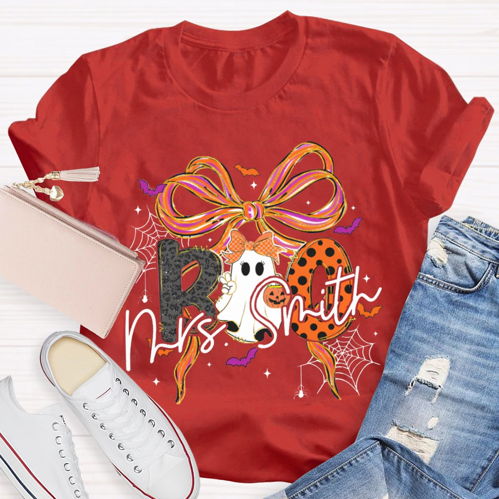 Personalized Name Halloween With Bows And Cute Ghosts T-shirt