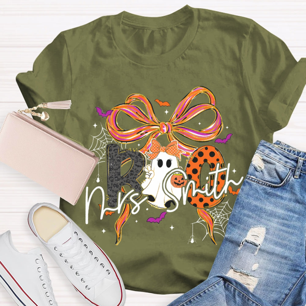 Personalized Name Halloween With Bows And Cute Ghosts T-shirt