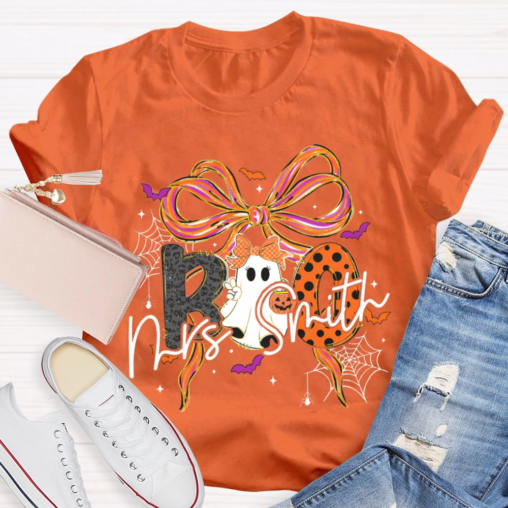Personalized Name Halloween With Bows And Cute Ghosts T-shirt