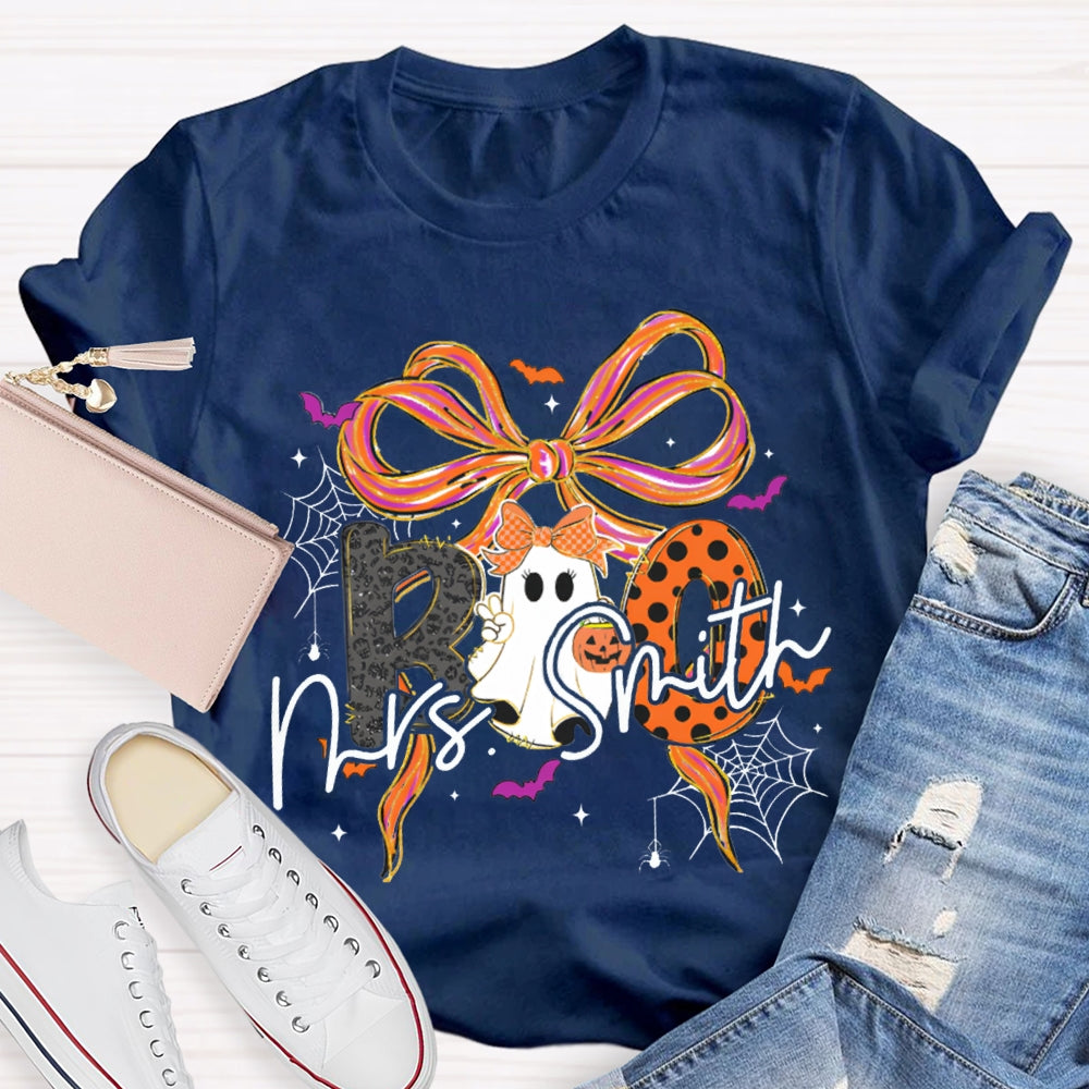 Personalized Name Halloween With Bows And Cute Ghosts T-shirt