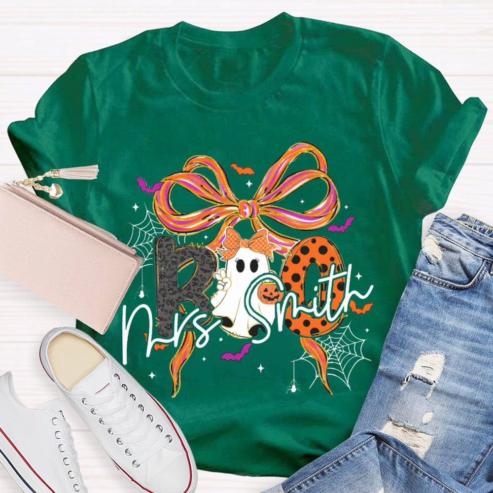 Personalized Name Halloween With Bows And Cute Ghosts T-shirt