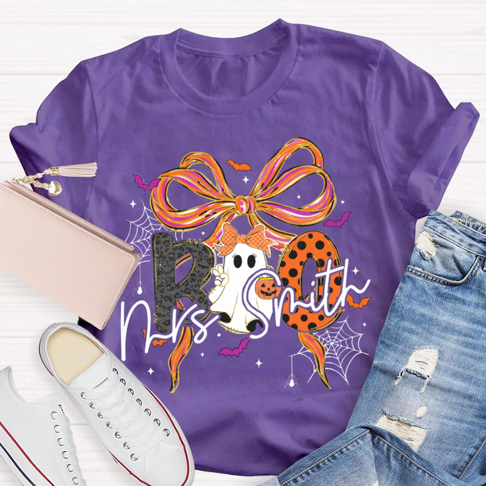 Personalized Name Halloween With Bows And Cute Ghosts T-shirt