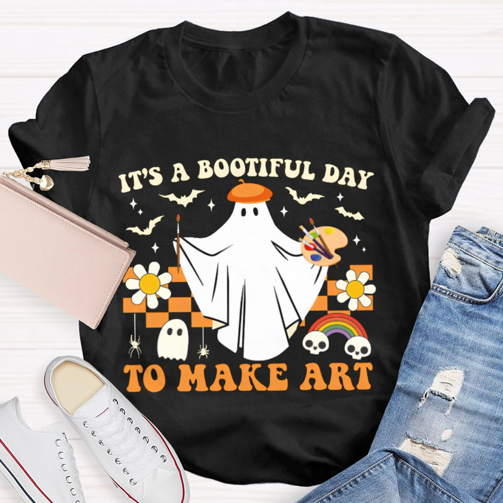 It'S A Bootiful Day To Make Art Halloween Art Teacher T-shirt