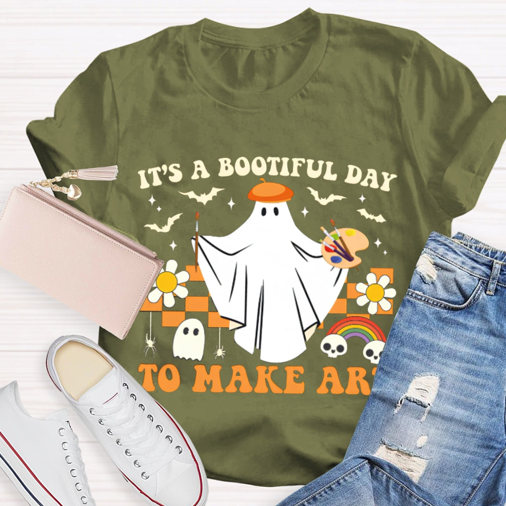It'S A Bootiful Day To Make Art Halloween Art Teacher T-shirt