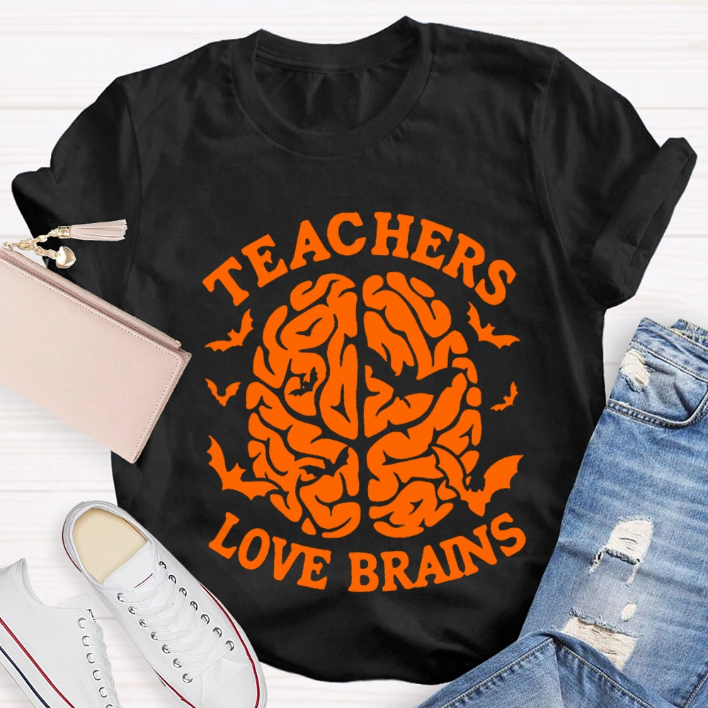 Teachers Love Brain Halloween T-Shirt