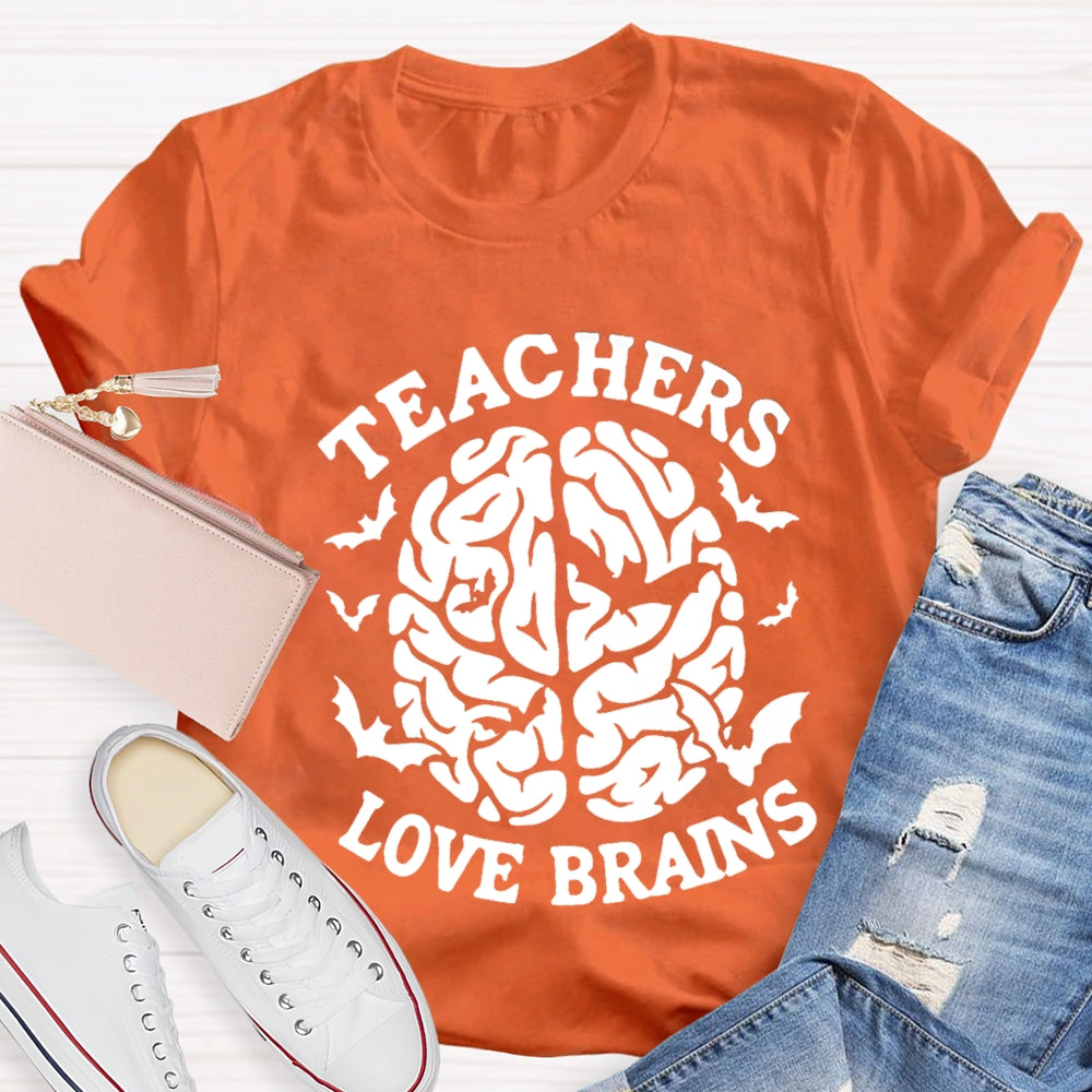 Teachers Love Brain Halloween T-Shirt