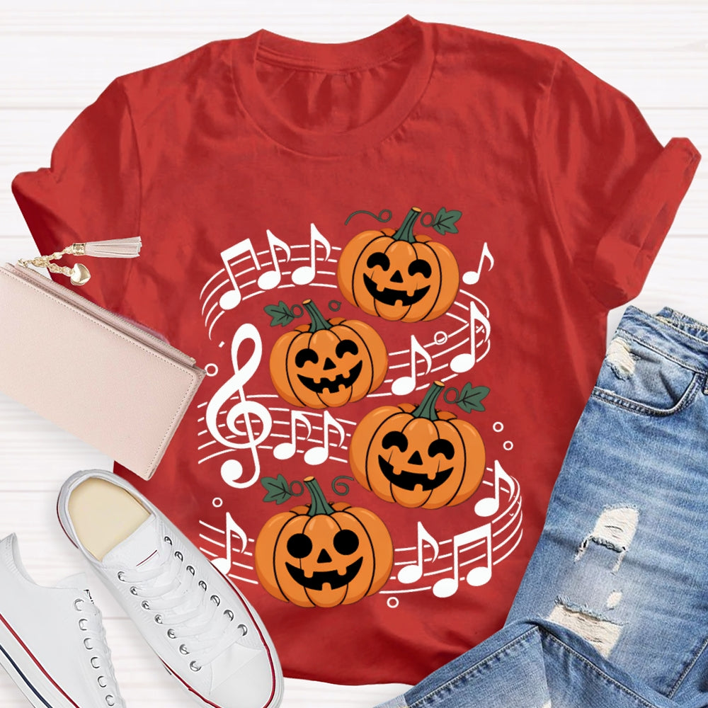 Pumpkin Music And Halloween On Sheet Music T-shirt