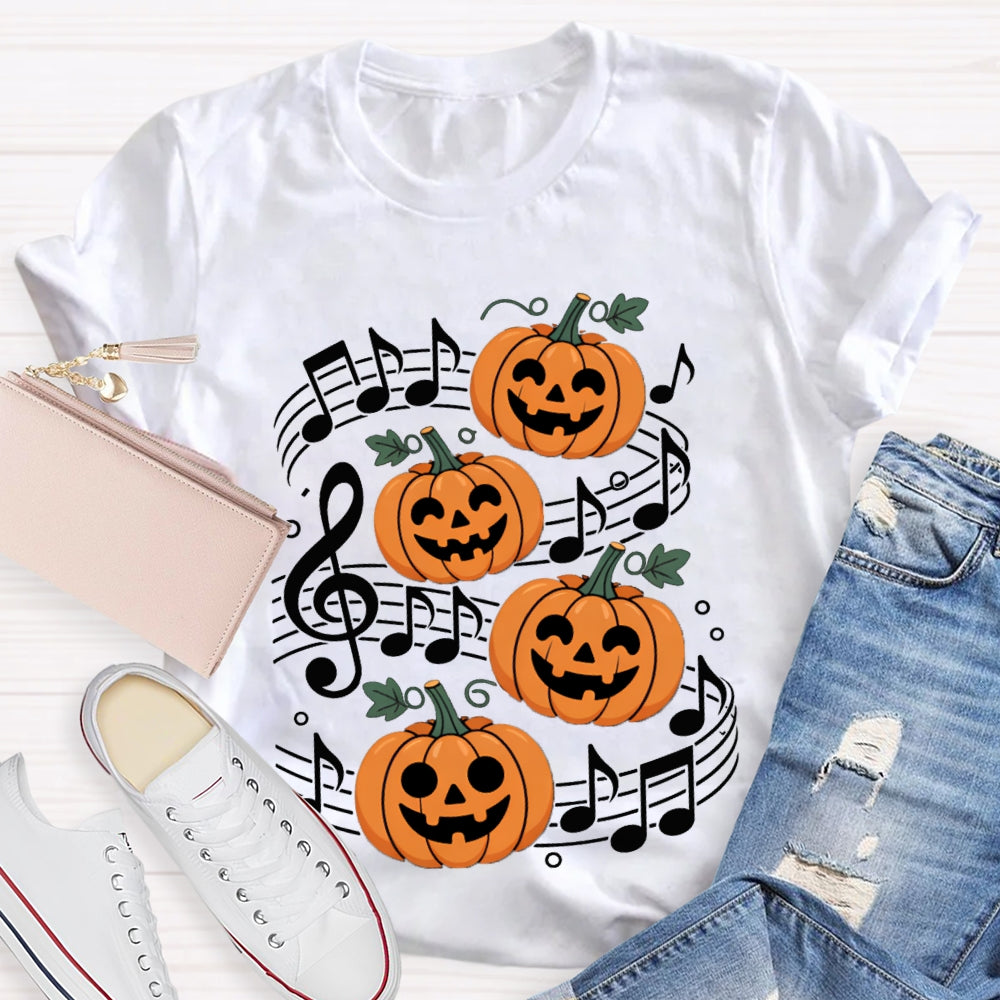 Pumpkin Music And Halloween On Sheet Music T-shirt