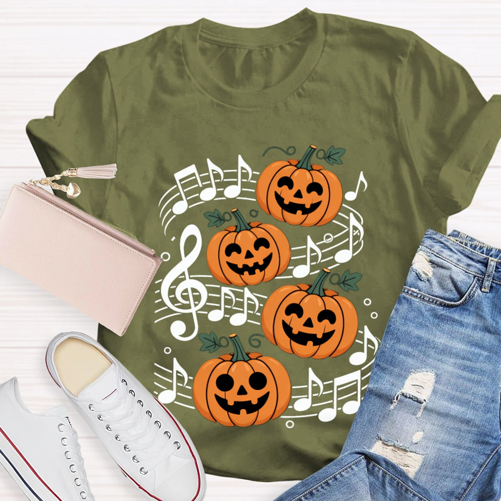 Pumpkin Music And Halloween On Sheet Music T-shirt