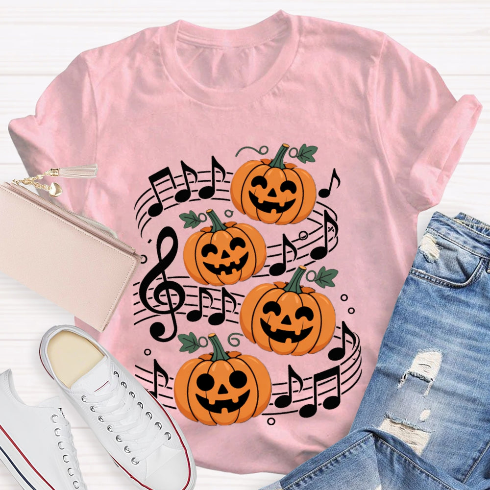 Pumpkin Music And Halloween On Sheet Music T-shirt
