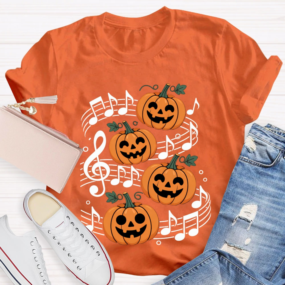 Pumpkin Music And Halloween On Sheet Music T-shirt