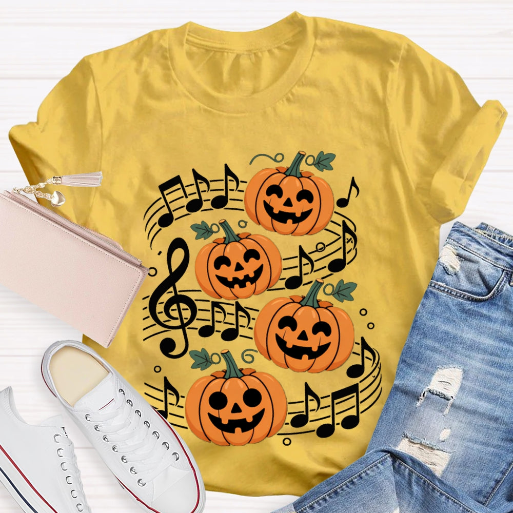 Pumpkin Music And Halloween On Sheet Music T-shirt