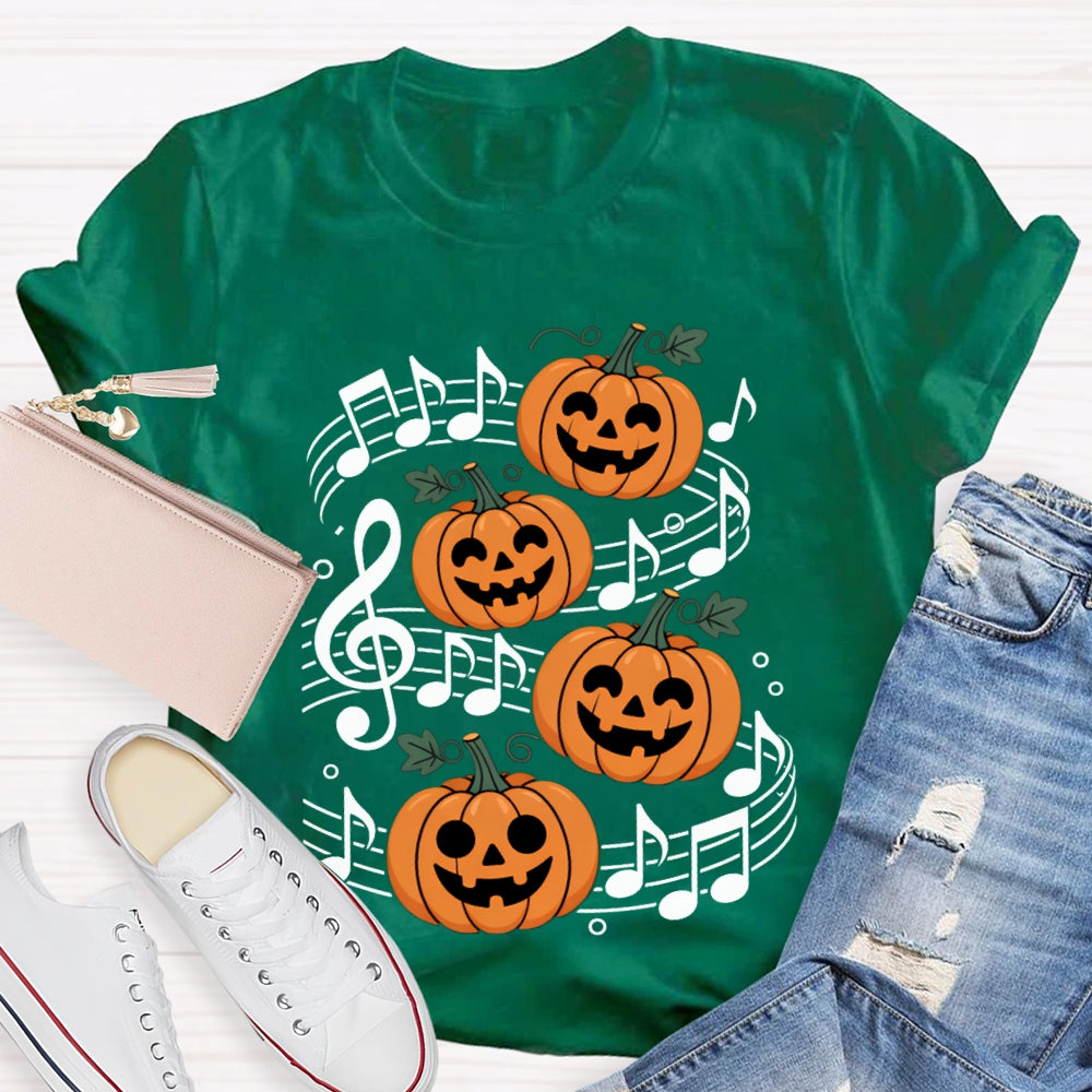 Pumpkin Music And Halloween On Sheet Music T-shirt