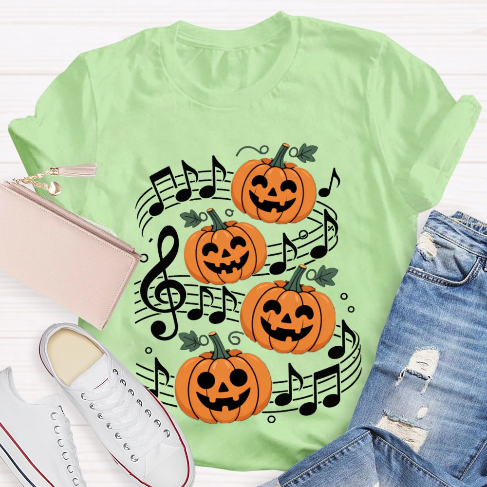 Pumpkin Music And Halloween On Sheet Music T-shirt