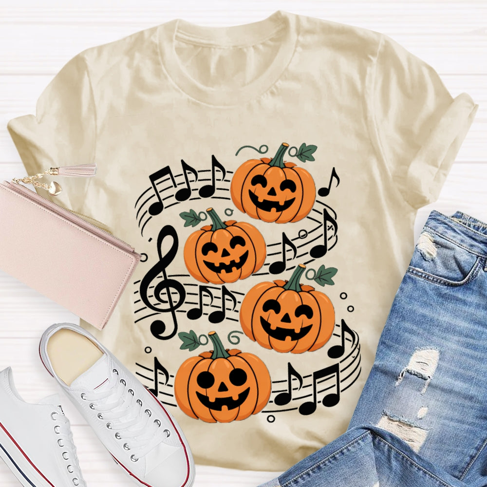 Pumpkin Music And Halloween On Sheet Music T-shirt