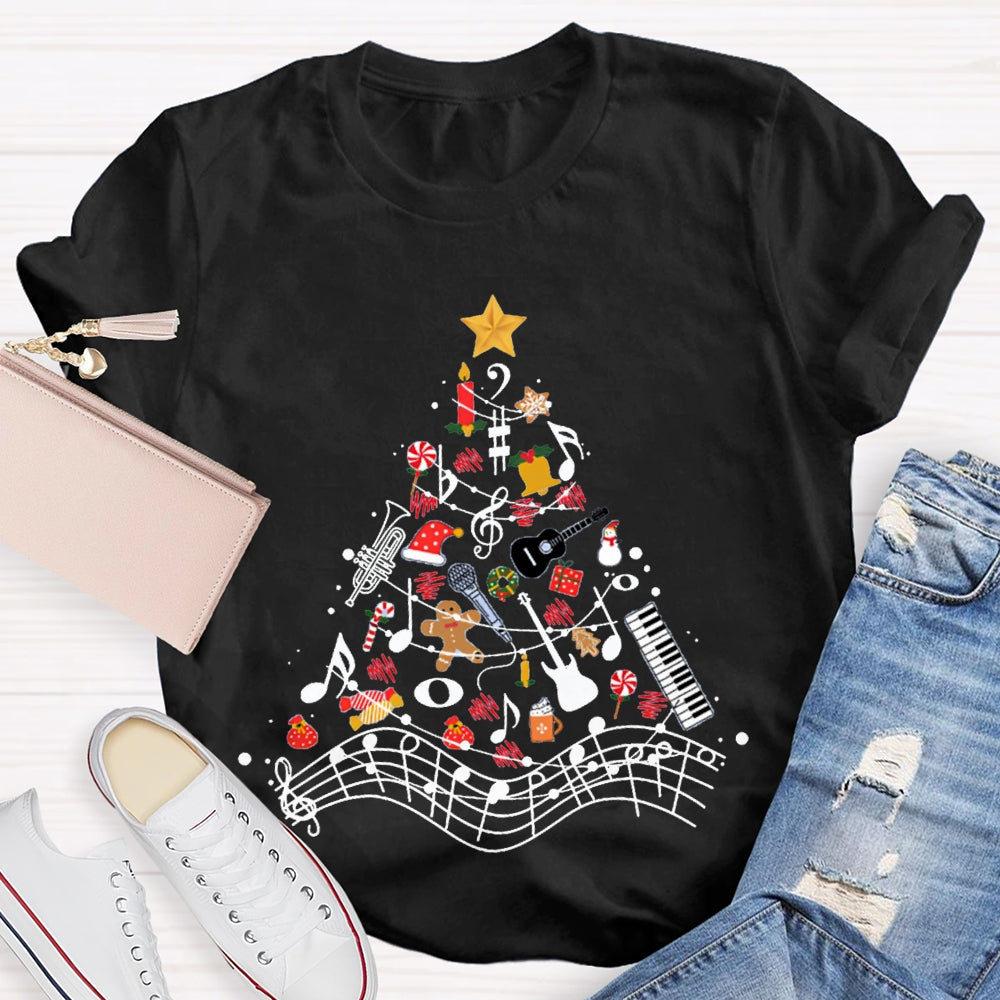 Christmas Gifts And Musical Notes Music Teacher Christmas T-shirt