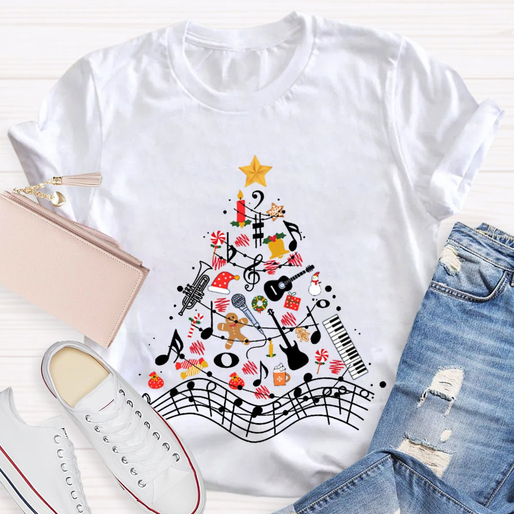 Christmas Gifts And Musical Notes Music Teacher Christmas T-shirt