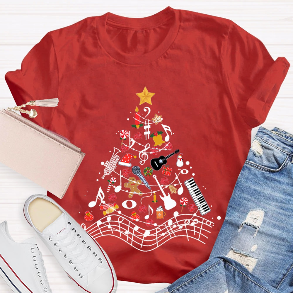 Christmas Gifts And Musical Notes Music Teacher Christmas T-shirt