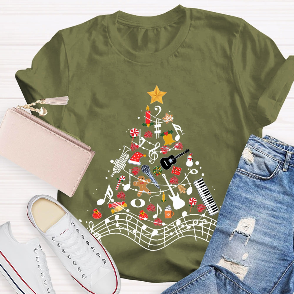 Christmas Gifts And Musical Notes Music Teacher Christmas T-shirt