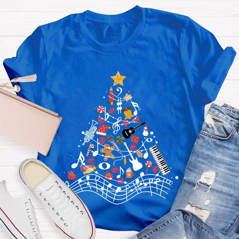 Christmas Gifts And Musical Notes Music Teacher Christmas T-shirt