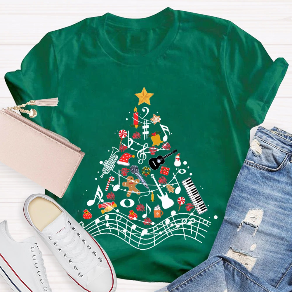 Christmas Gifts And Musical Notes Music Teacher Christmas T-shirt
