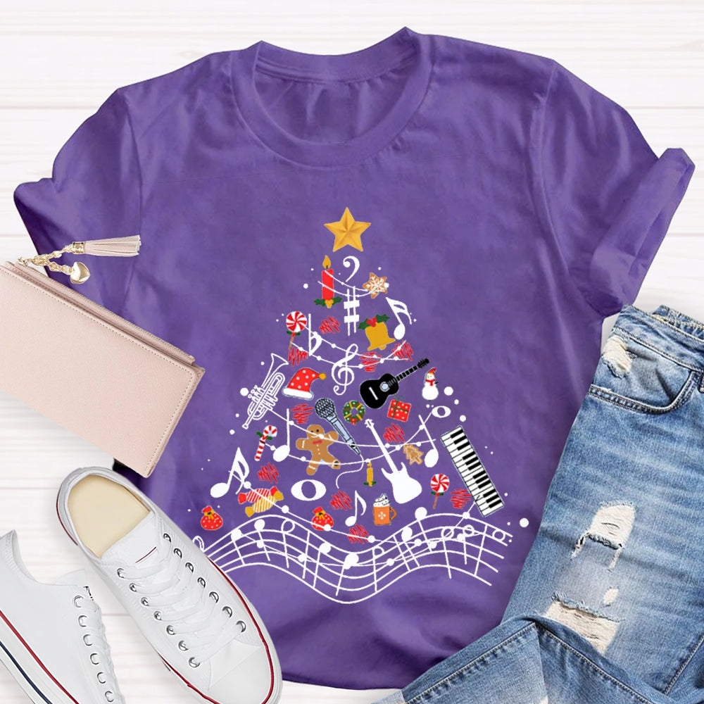 Christmas Gifts And Musical Notes Music Teacher Christmas T-shirt