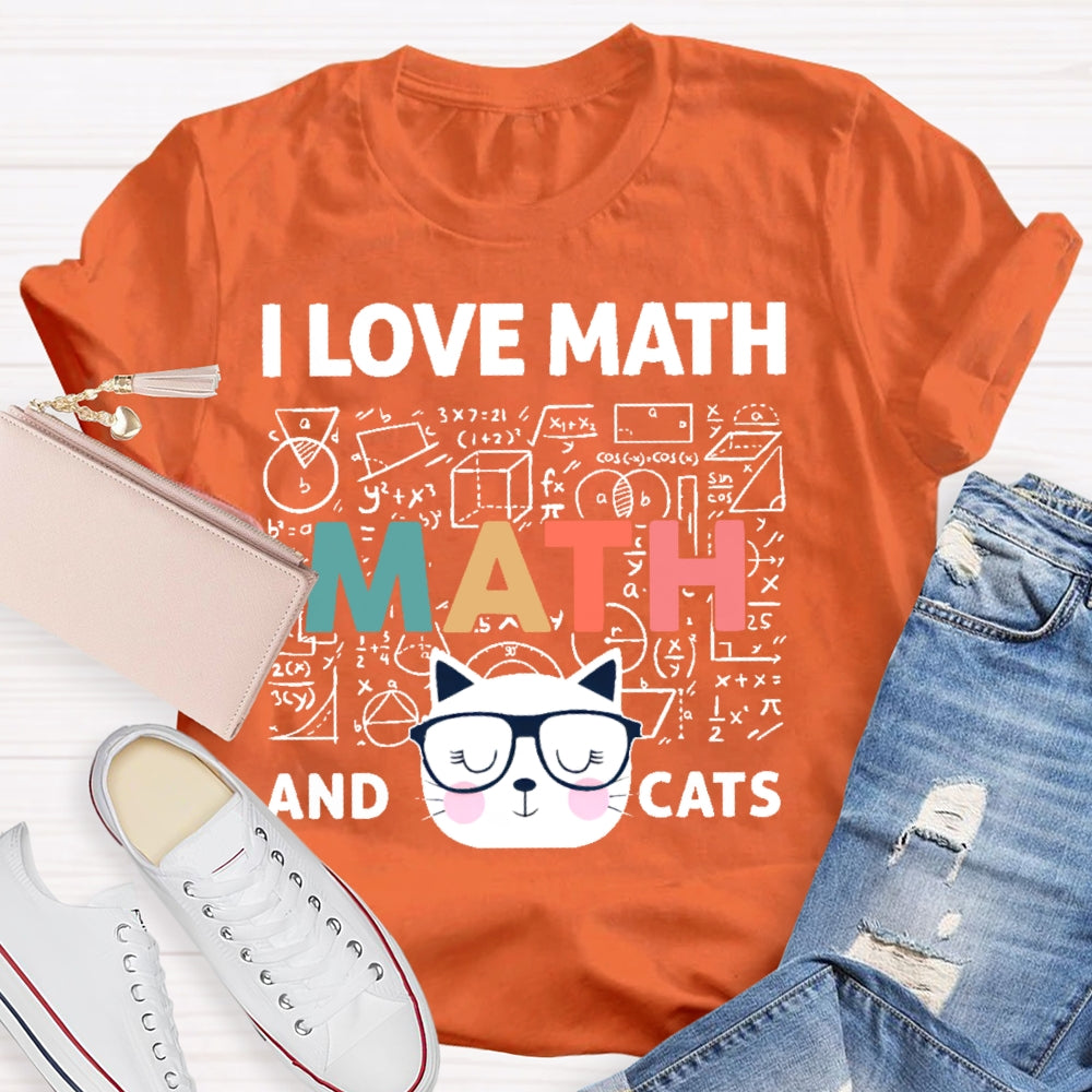 I Love Math And Cats Cute Kitty Cat  T-shirt