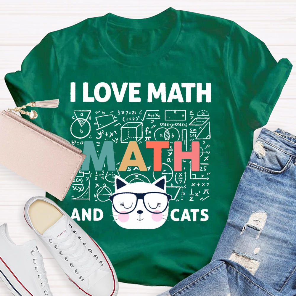 I Love Math And Cats Cute Kitty Cat  T-shirt