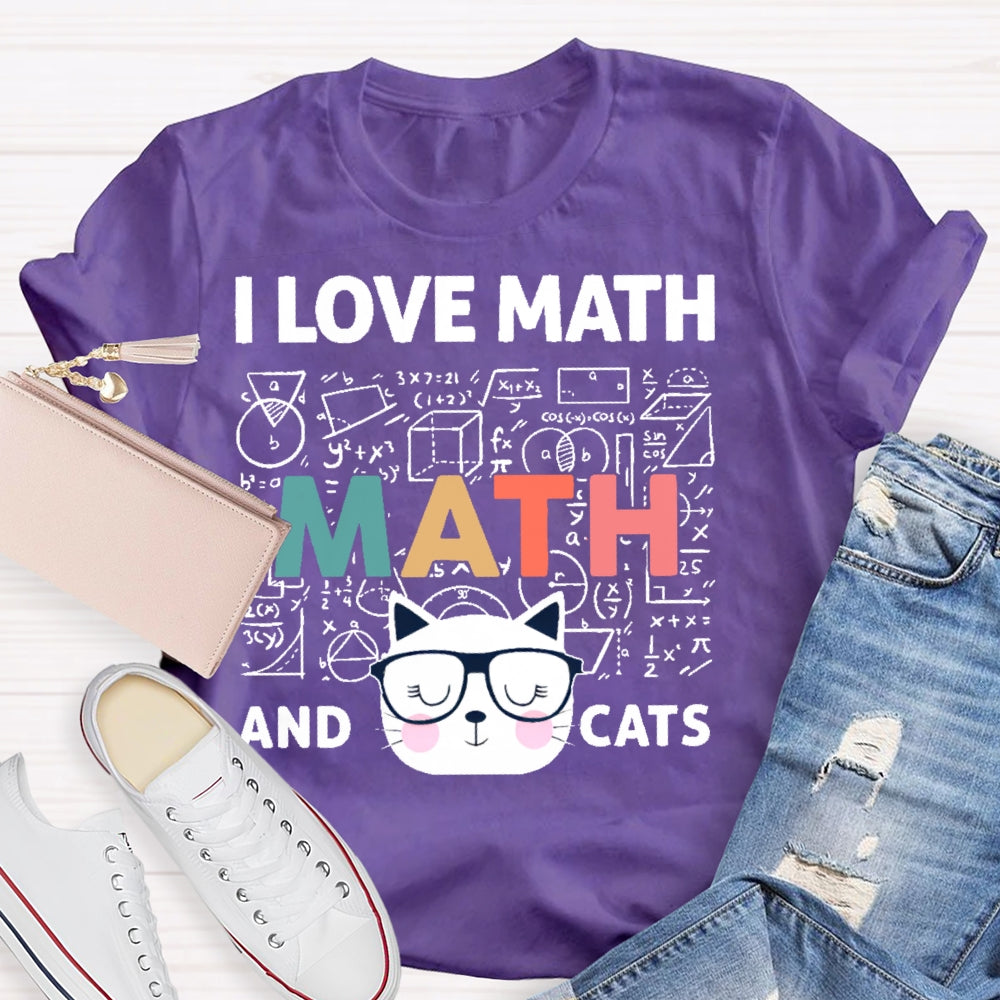 I Love Math And Cats Cute Kitty Cat  T-shirt