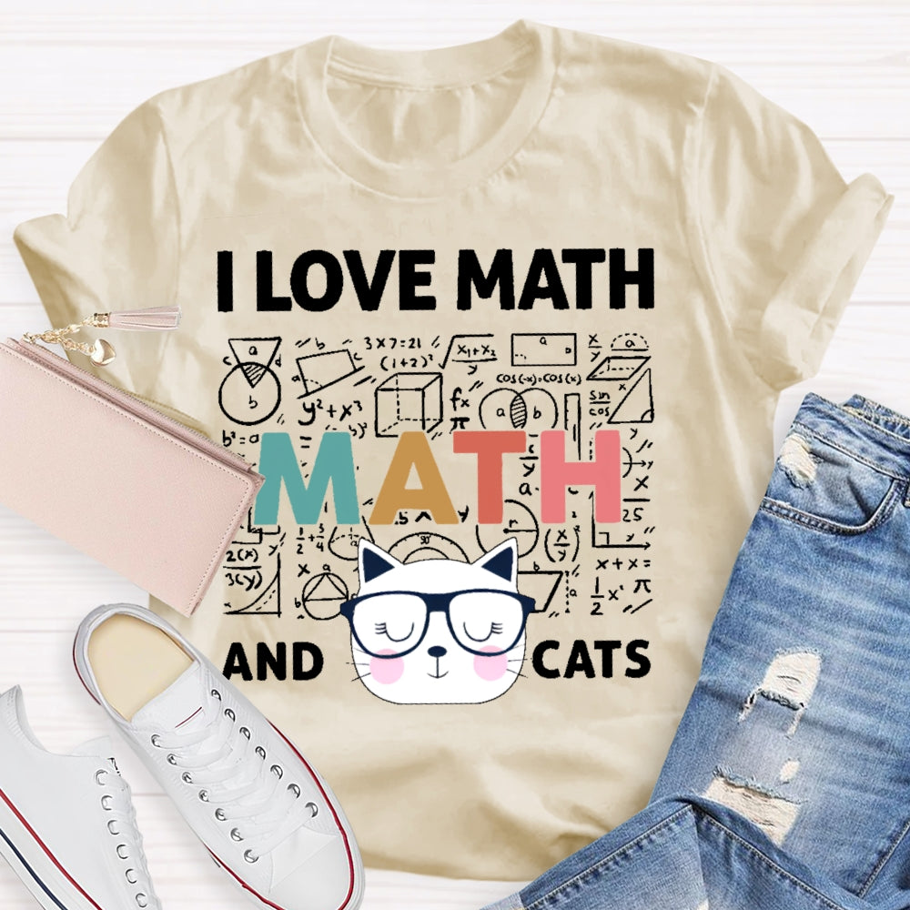 I Love Math And Cats Cute Kitty Cat  T-shirt