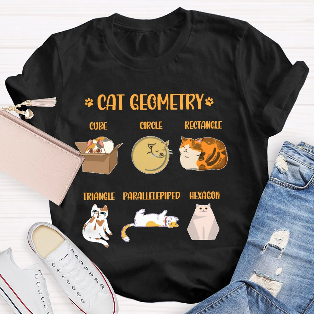 Cat Geometry Math Teacher T-shirt