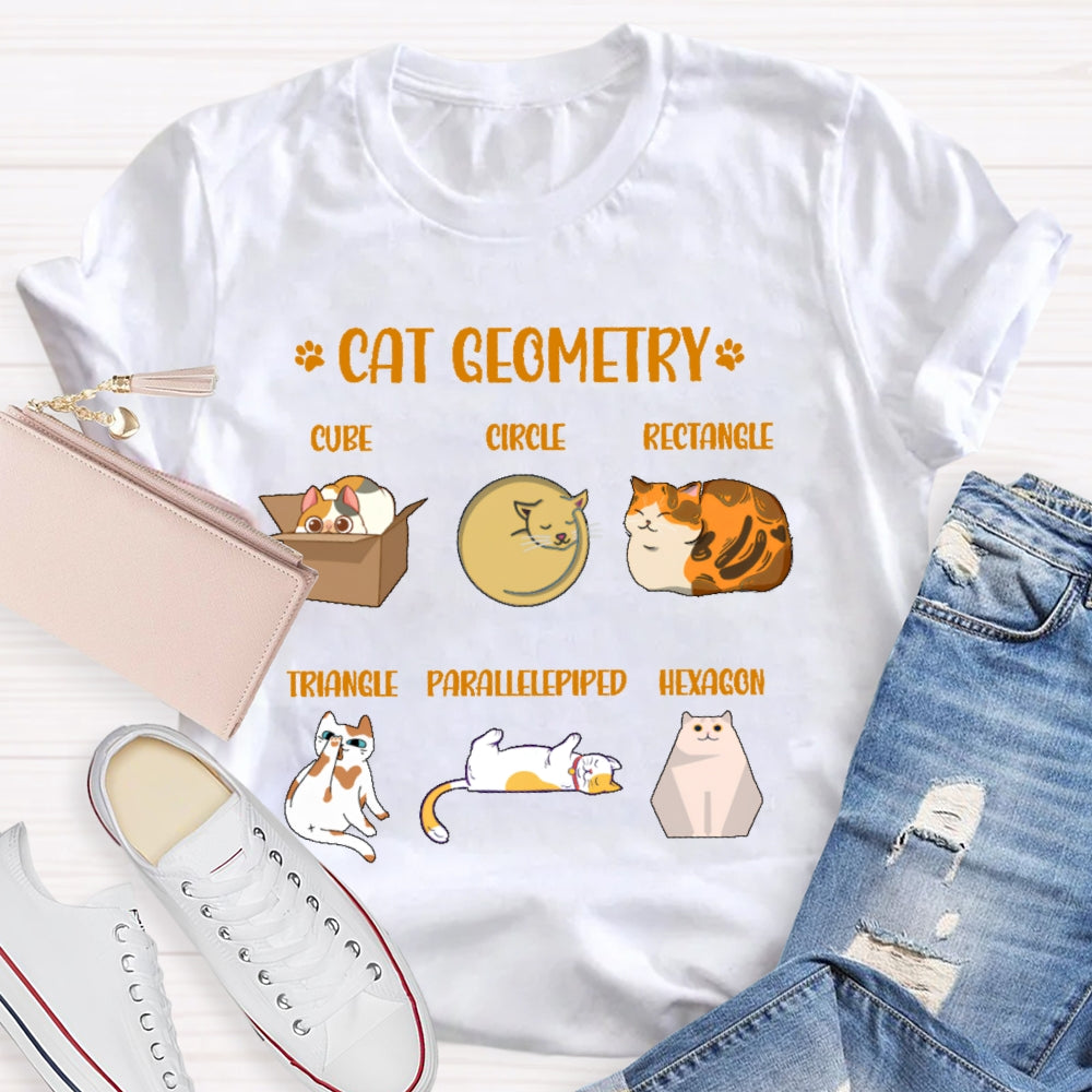 Cat Geometry Math Teacher T-shirt