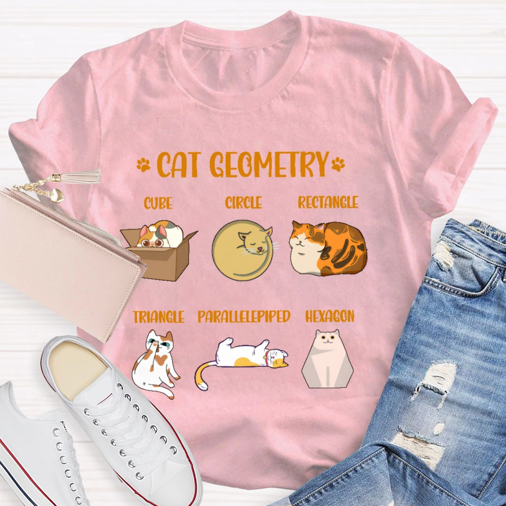 Cat Geometry Math Teacher T-shirt