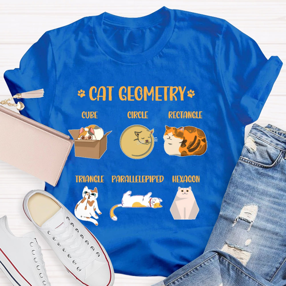 Cat Geometry Math Teacher T-shirt