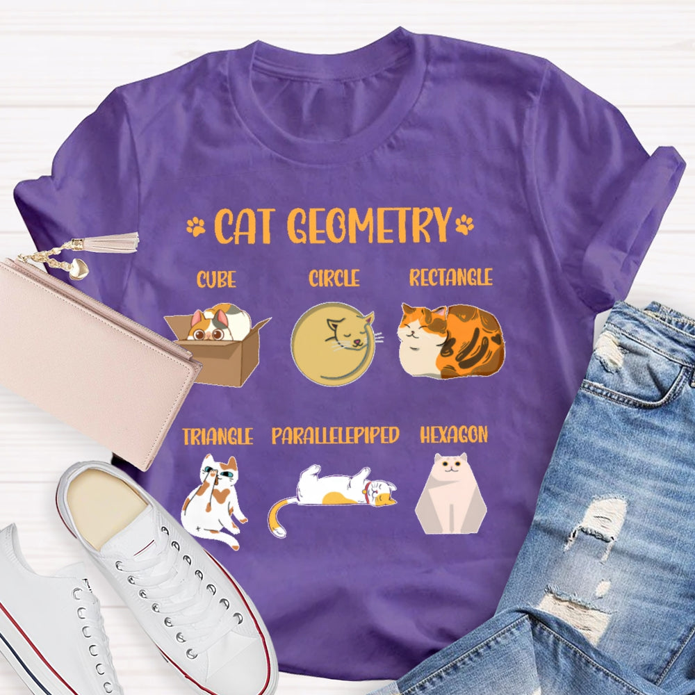 Cat Geometry Math Teacher T-shirt