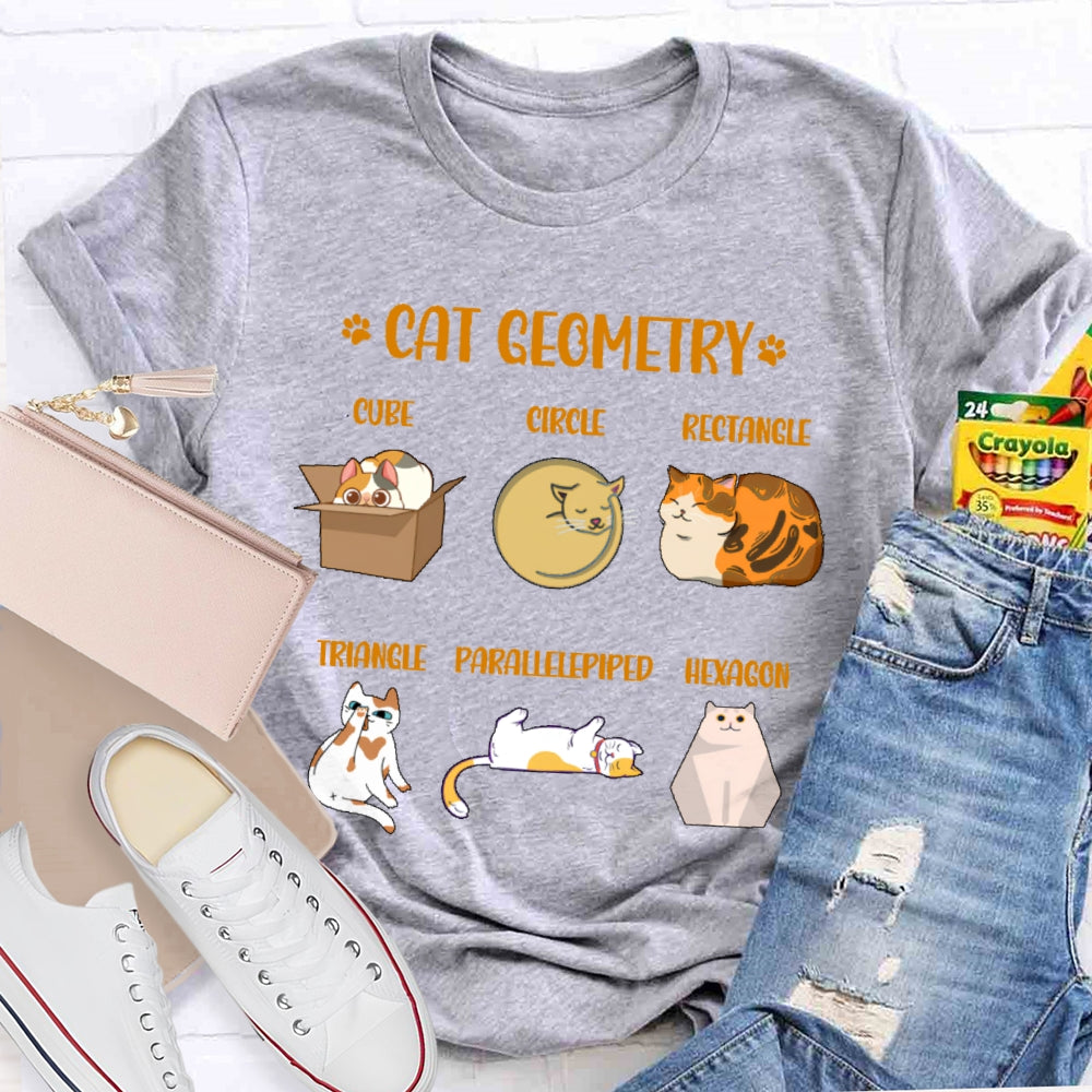 Cat Geometry Math Teacher T-shirt