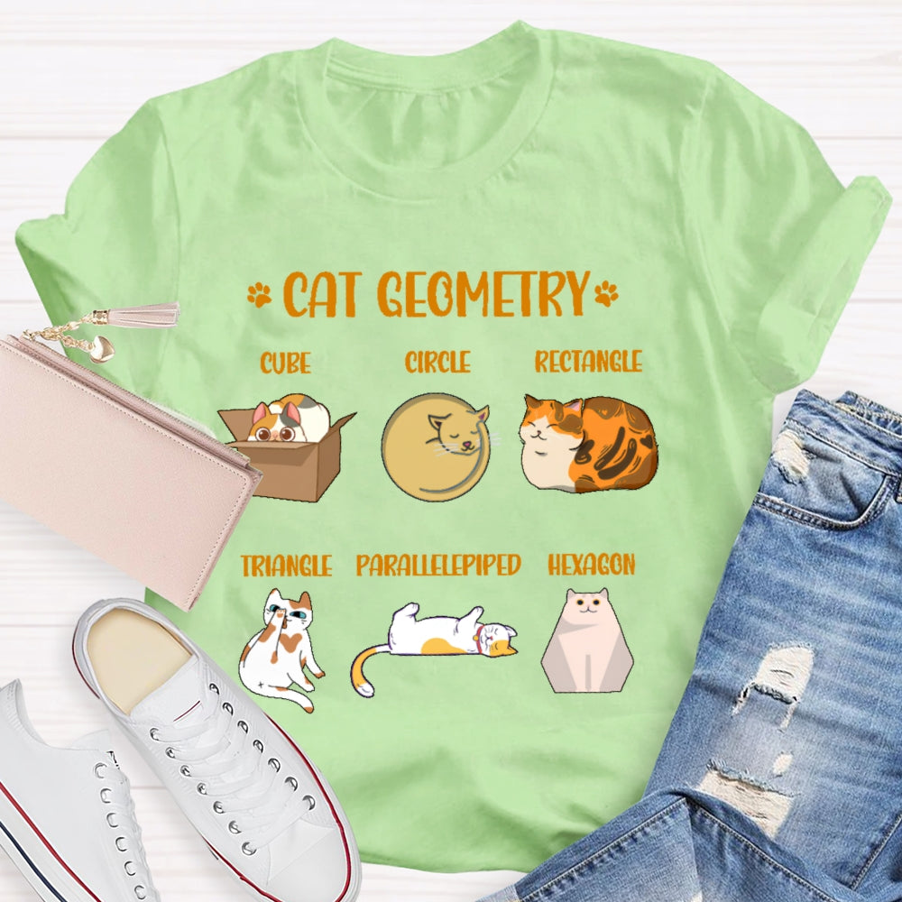 Cat Geometry Math Teacher T-shirt