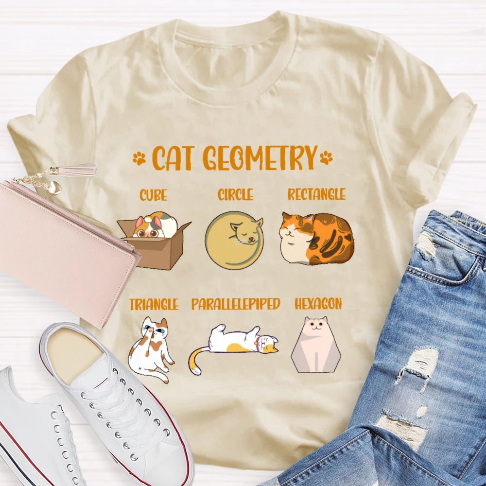Cat Geometry Math Teacher T-shirt