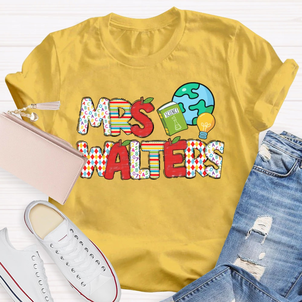 Personalized Name Science Teacher Earth T-shirt